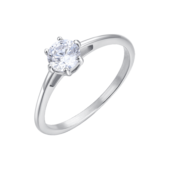 ANELLO DONNA IN ACCIAIO CON CRISTALLO BIANCO - TAGLIA 12