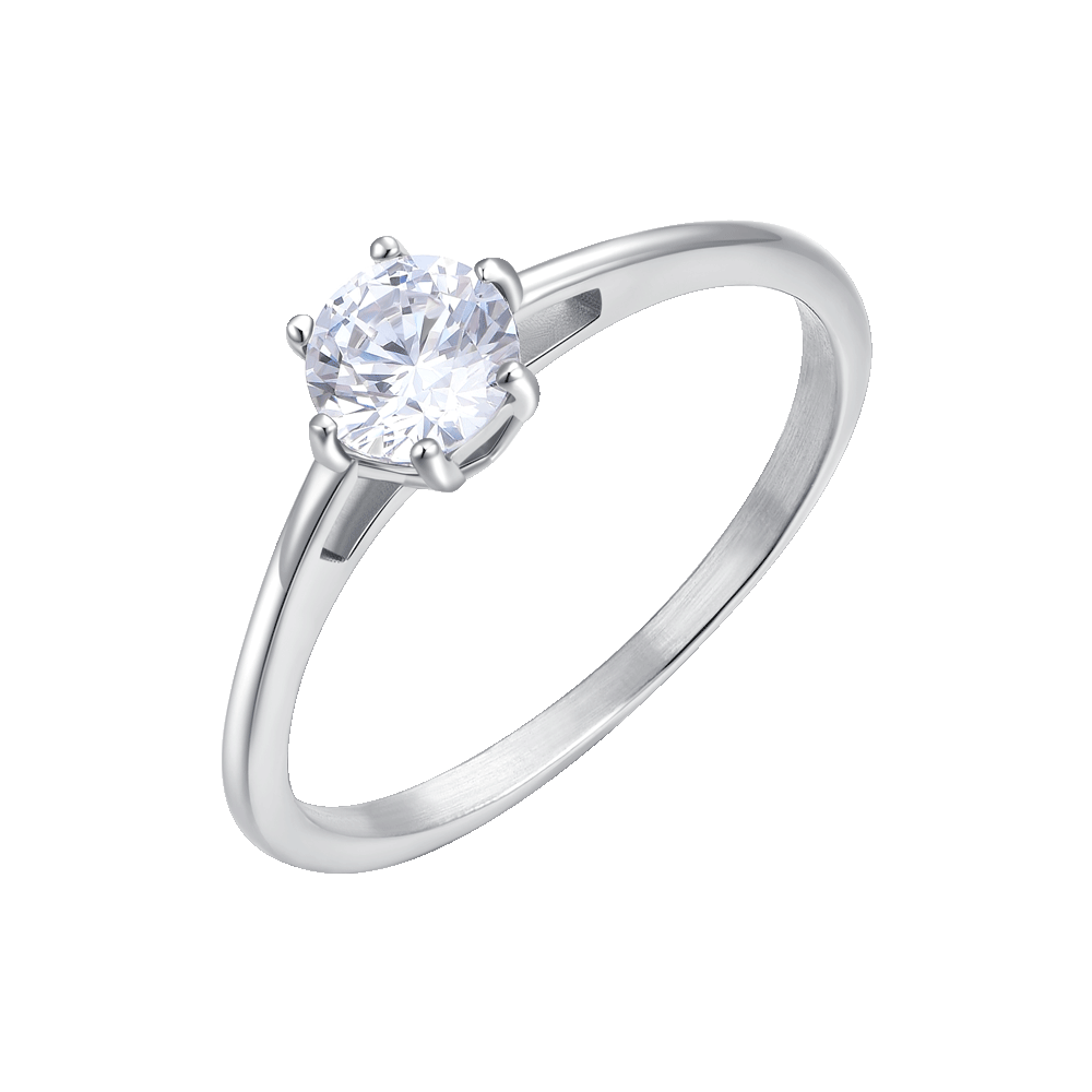 ANELLO DONNA IN ACCIAIO CON CRISTALLO BIANCO - TAGLIA 14