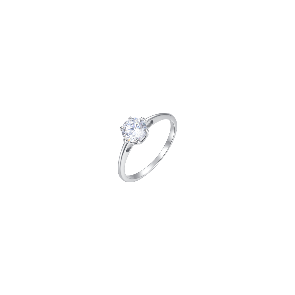 WOMEN'S STEEL RING WITH WHITE CRYSTAL