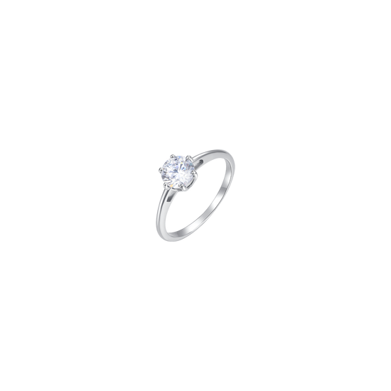 WOMEN'S STEEL RING WITH WHITE CRYSTAL