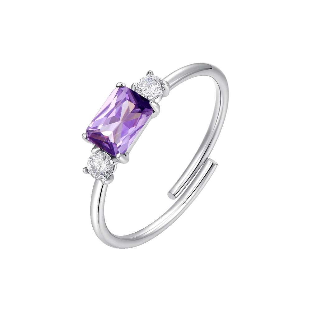 ANELLO DONNA IN ACCIAIO CON ZIRCONI VIOLA E BIANCHI