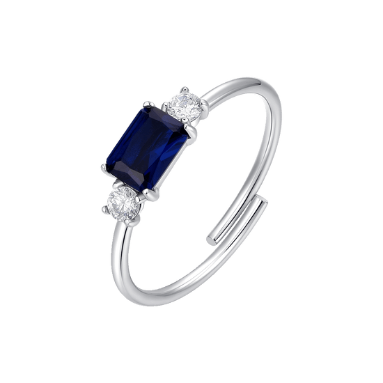 ANELLO DONNA IN ACCIAIO CON ZIRCONI BLU E BIANCHI