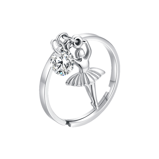 ANELLO DONNA IN ACCIAIO CON BALLERINA E ZIRCONE BIANCO