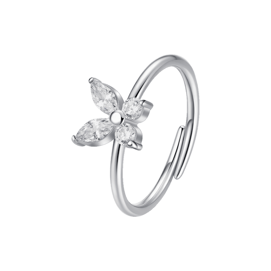ANELLO DONNA IN ACCIAIO CON FARFALLA E ZIRCONI BIANCHI
