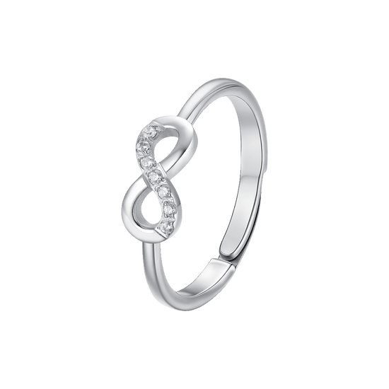 ANELLO DONNA IN ACCIAIO CON INFINITO E ZIRCONI BIANCHI