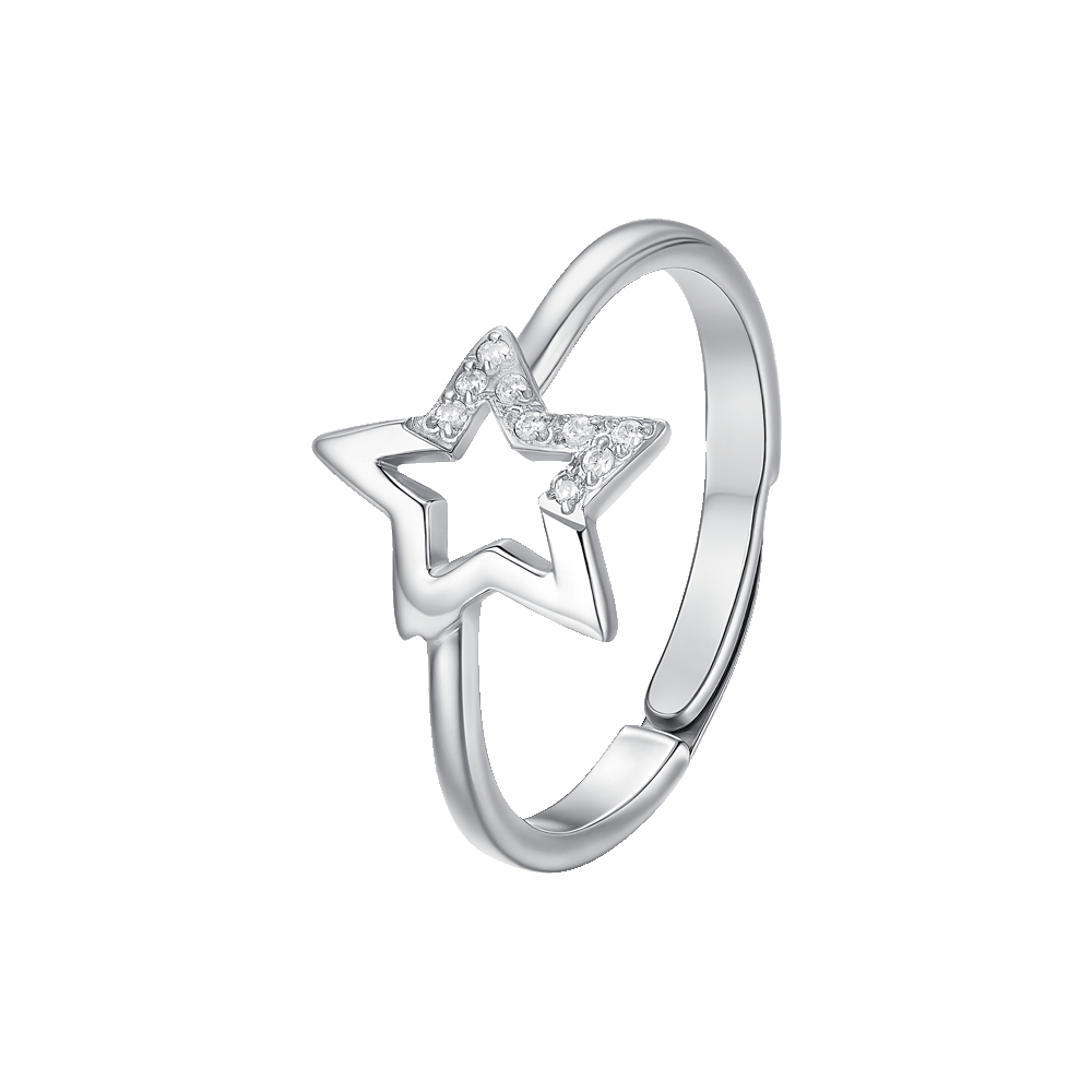 ANELLO DONNA IN ACCIAIO CON STELLA E ZIRCONI BIANCHI