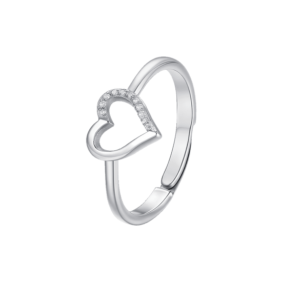 ANELLO DONNA IN ACCIAIO CON CUORE E ZIRCONI BIANCHI