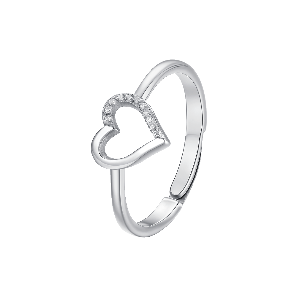 ANELLO DONNA IN ACCIAIO CON CUORE E ZIRCONI BIANCHI