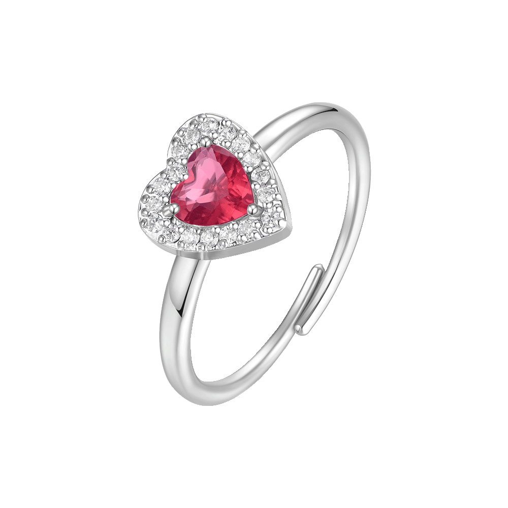 ANELLO DONNA IN ACCIAIO CON CUORE CON ZIRCONI ROSSI E BIANCHI