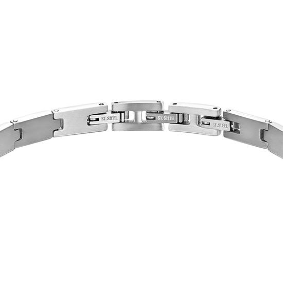 MEN'S BRACELET WITH STEEL PLATE AND BLACK ELEMENTS