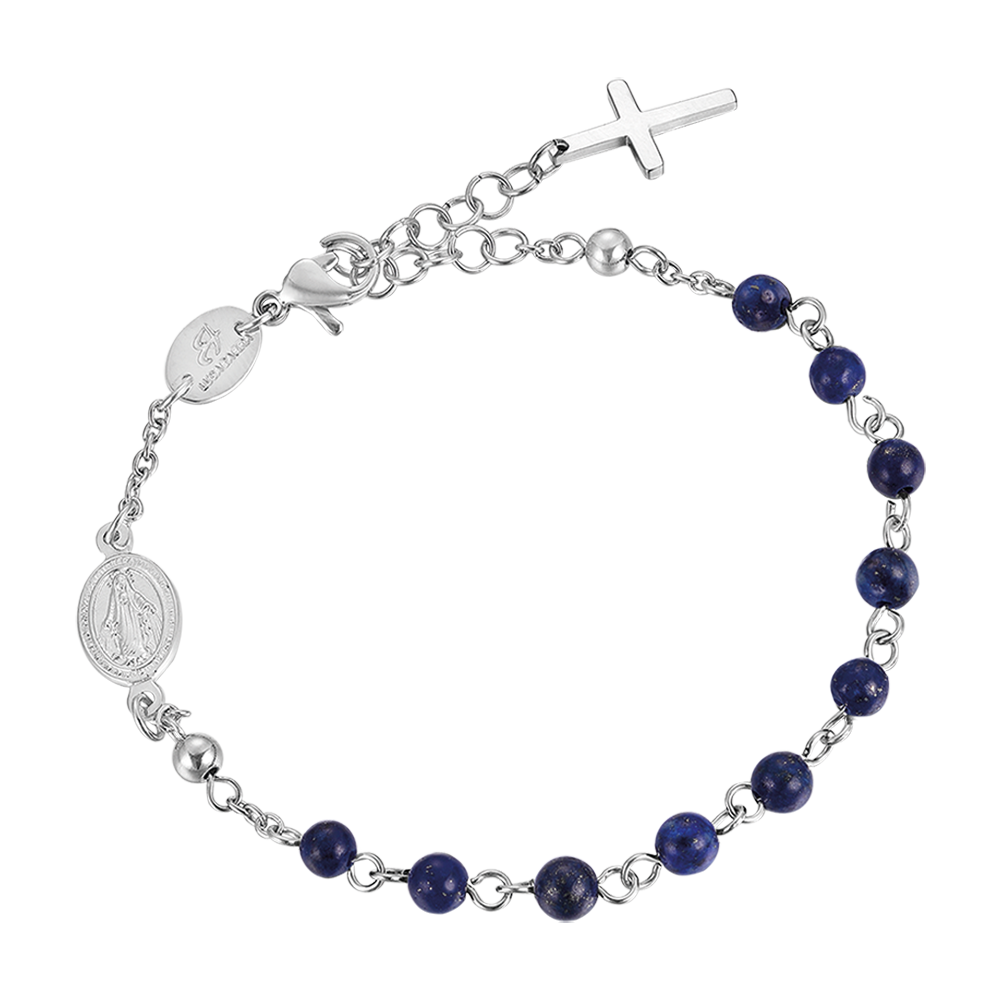 MEN'S ROSARY BRACELET IN STEEL WITH LAPIS STONES Luca Barra