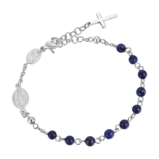 MEN'S ROSARY BRACELET IN STEEL WITH LAPIS STONES Luca Barra