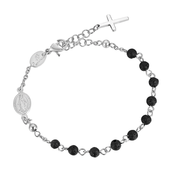 MEN'S ROSARY BRACELET IN STEEL WITH LAVIC STONE Luca Barra