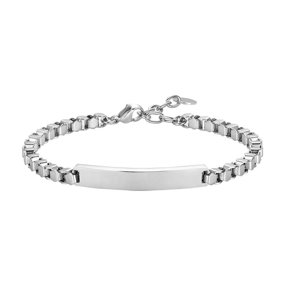 STEEL MEN'S BRACELET WITH CUSTOMIZABLE PLATE