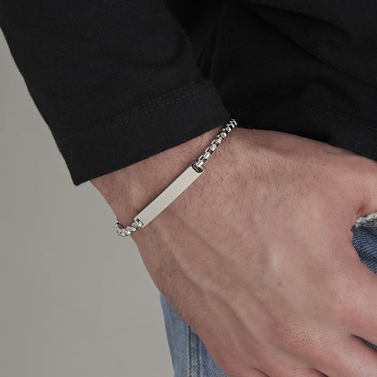 men's steel bracelet with chain link plate Luca Barra
