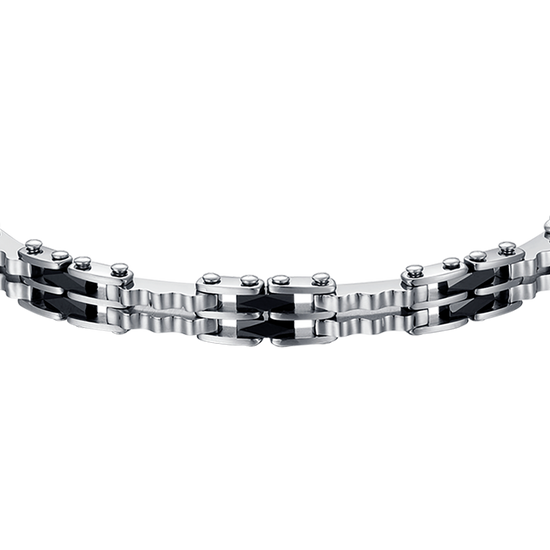 STEEL MEN'S BRACELET WITH BLACK CERAMIC CHAIN LINK ELEMENTS