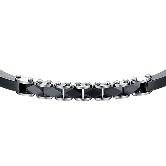 STEEL MEN'S BRACELET WITH BLACK CERAMIC ELEMENTS