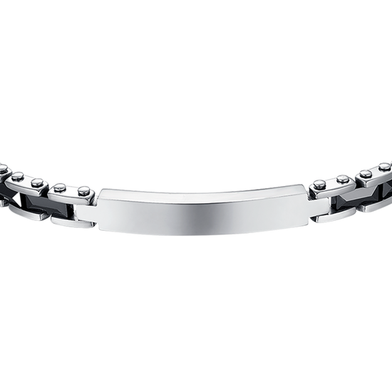 STEEL MEN'S BRACELET WITH BLACK CERAMIC ELEMENTS