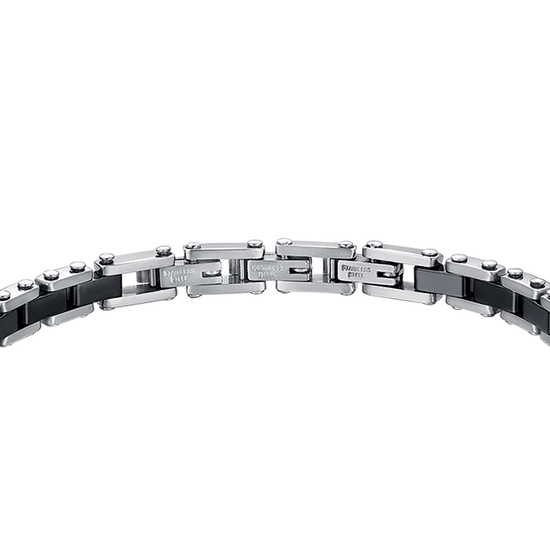 STEEL MEN'S BRACELET WITH BLACK CERAMIC ELEMENTS