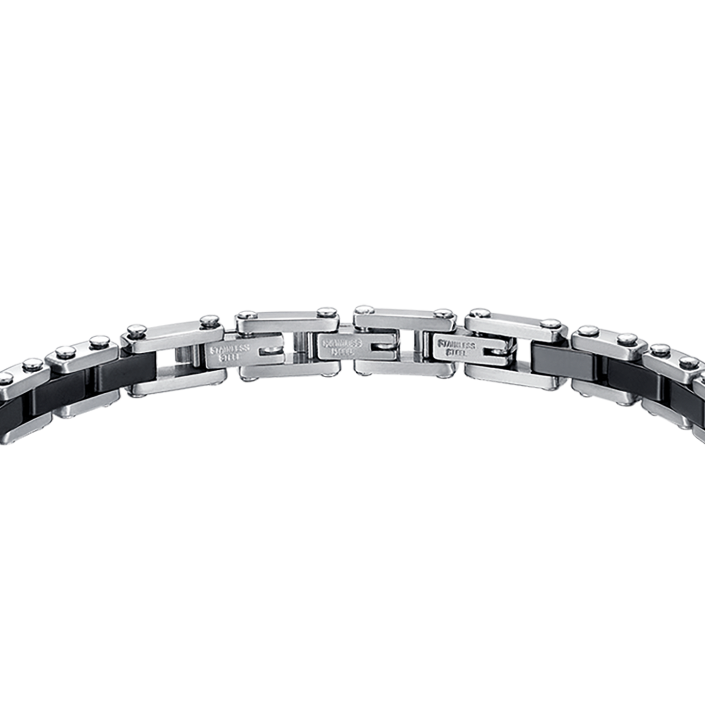 STEEL MEN'S BRACELET WITH BLACK CERAMIC ELEMENTS