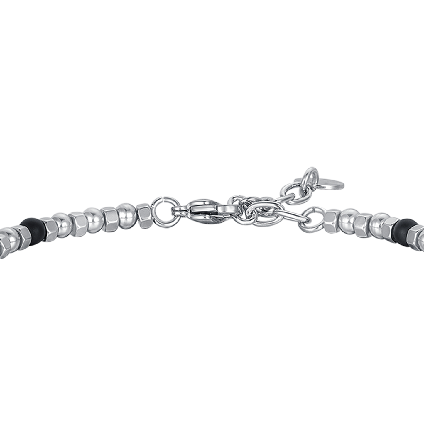 MEN'S STEEL BRACELET WITH BLACK AGATE AND INFINITY