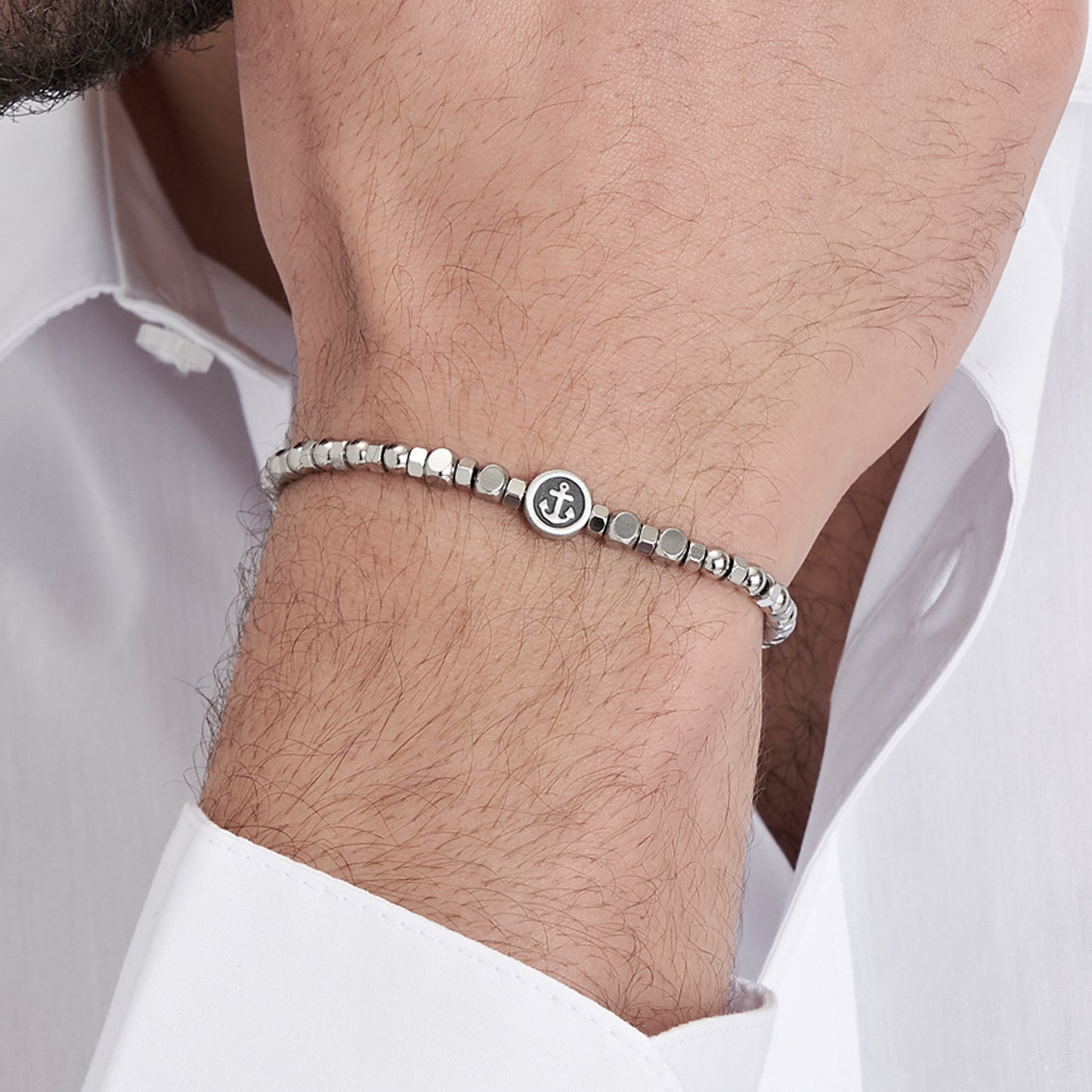 MAN'S BRACELET IN STEEL WITH ANCHOR ELEMENT Luca Barra