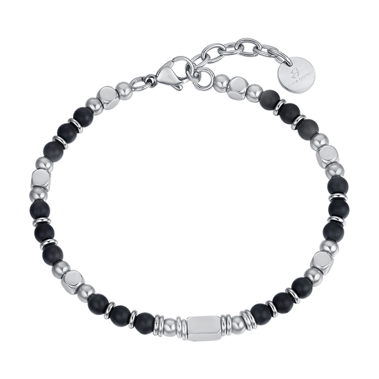 STEEL MEN'S BRACELET WITH BLACK AGATE