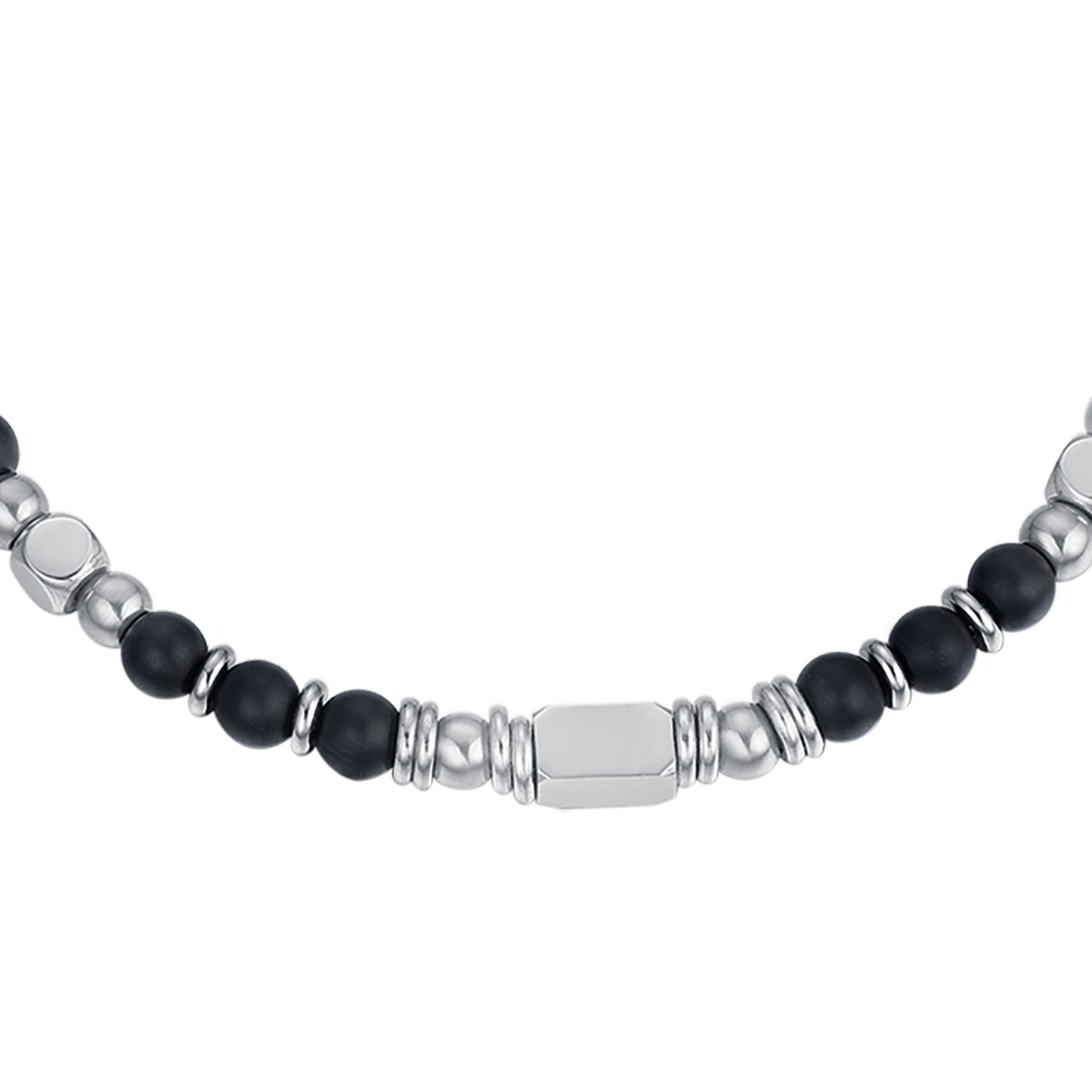 STEEL MEN'S BRACELET WITH BLACK AGATE