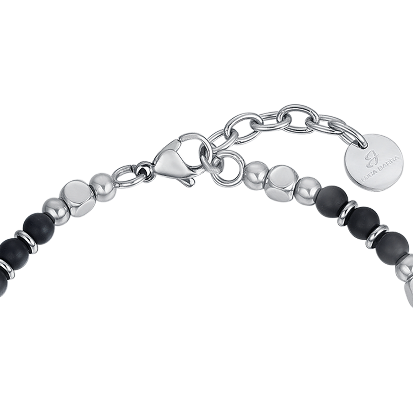 STEEL MEN'S BRACELET WITH BLACK AGATE