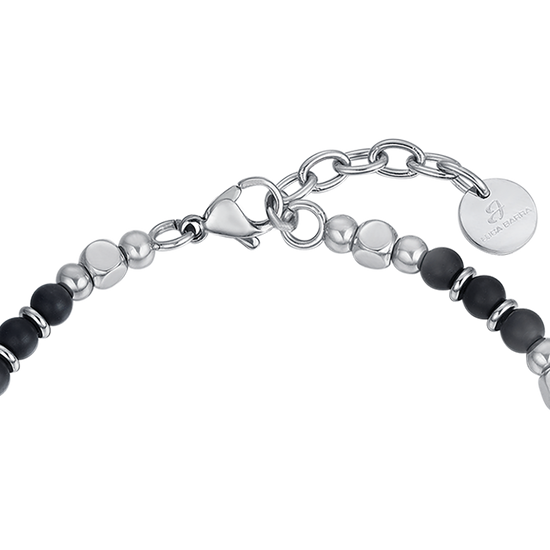 STEEL MEN'S BRACELET WITH BLACK AGATE