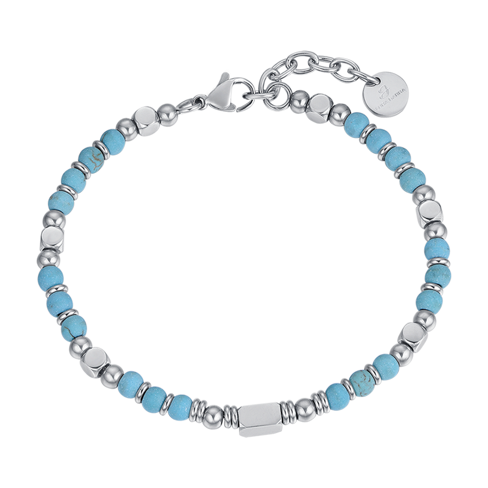STEEL MEN'S BRACELET WITH TURQUOISE STONES