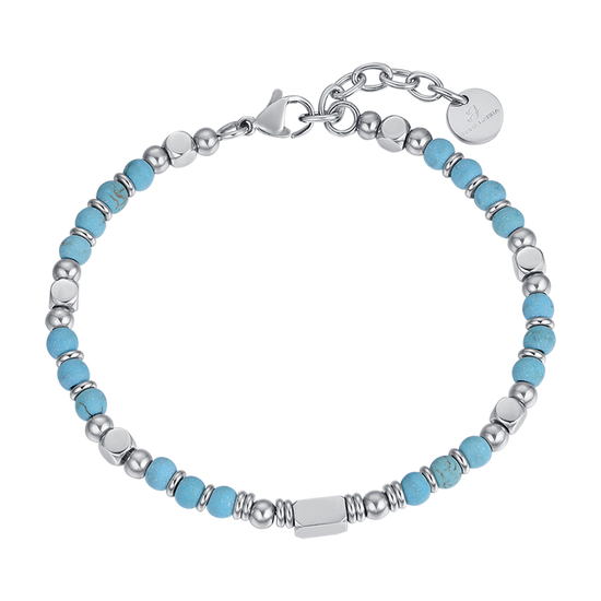 STEEL MEN'S BRACELET WITH TURQUOISE STONES