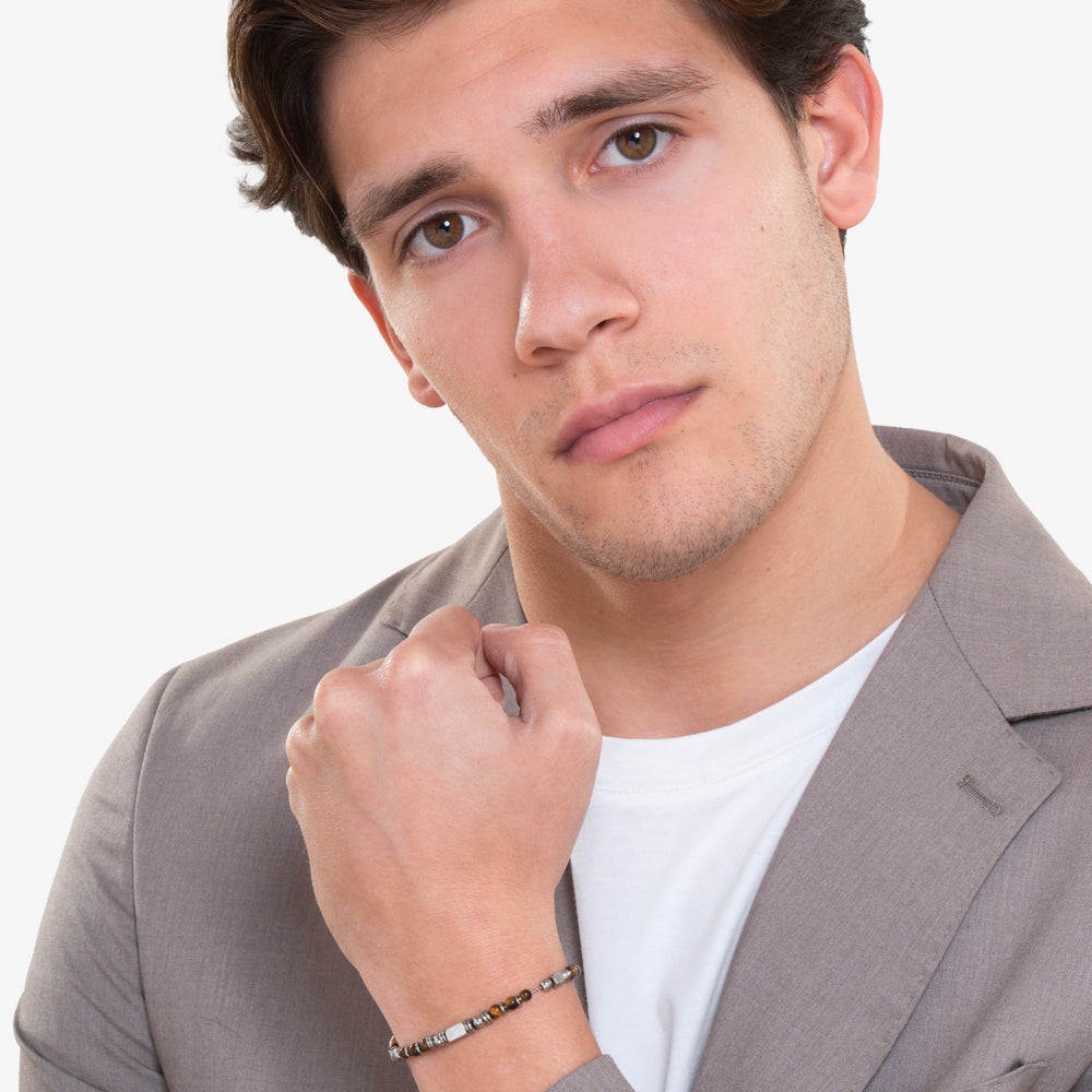 BRACCIALE UOMO IN ACCIAIO CON OCCHIO DI TIGRE