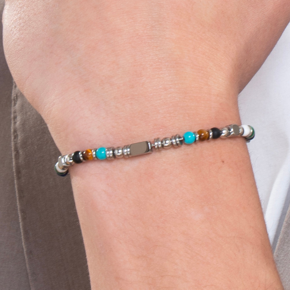 BRACCIALE UOMO IN ACCIAIO CON OCCHIO DI TIGRE
