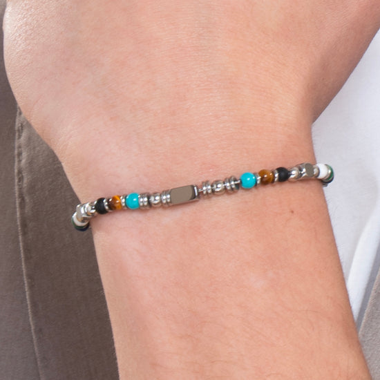BRACCIALE UOMO IN ACCIAIO CON OCCHIO DI TIGRE
