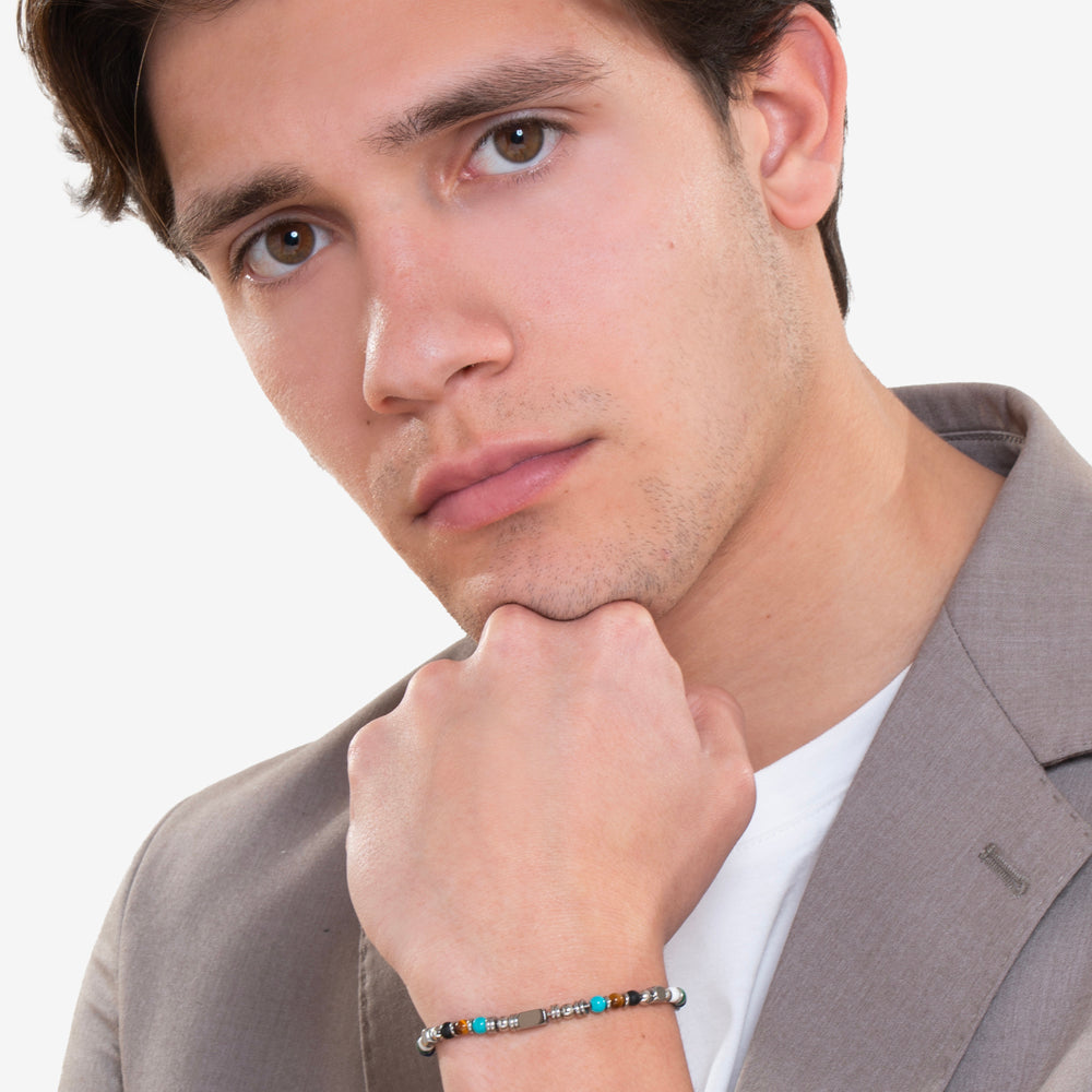 BRACCIALE UOMO IN ACCIAIO CON OCCHIO DI TIGRE