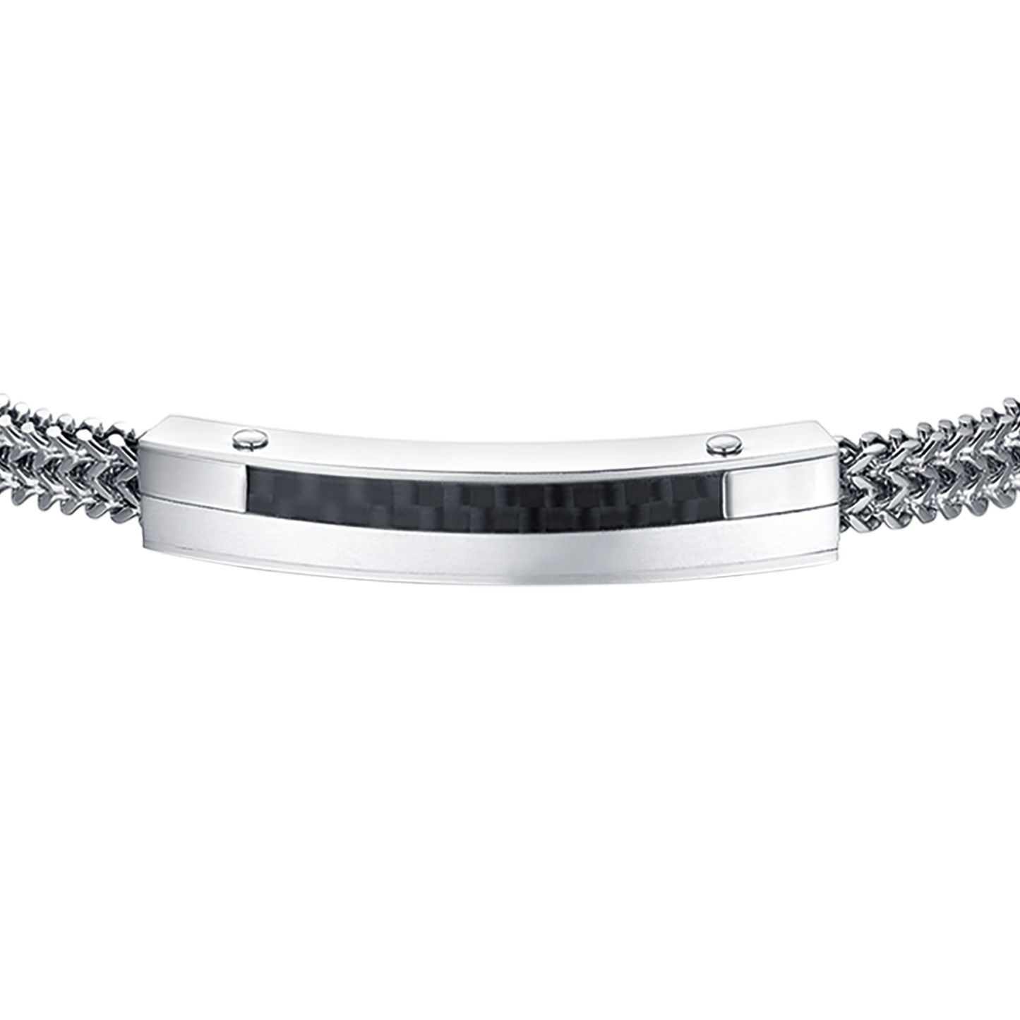 STEEL MEN'S BRACELET WITH CARBON FIBER PLATE AND BLACK ELEMENT