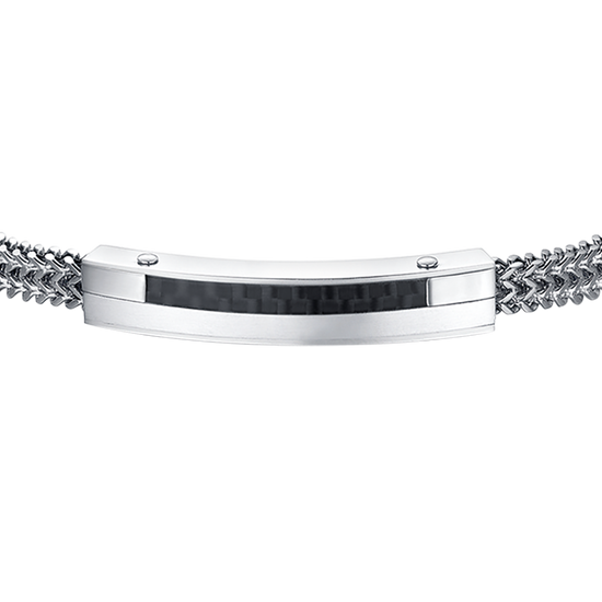 STEEL MEN'S BRACELET WITH CARBON FIBER PLATE AND BLACK ELEMENT