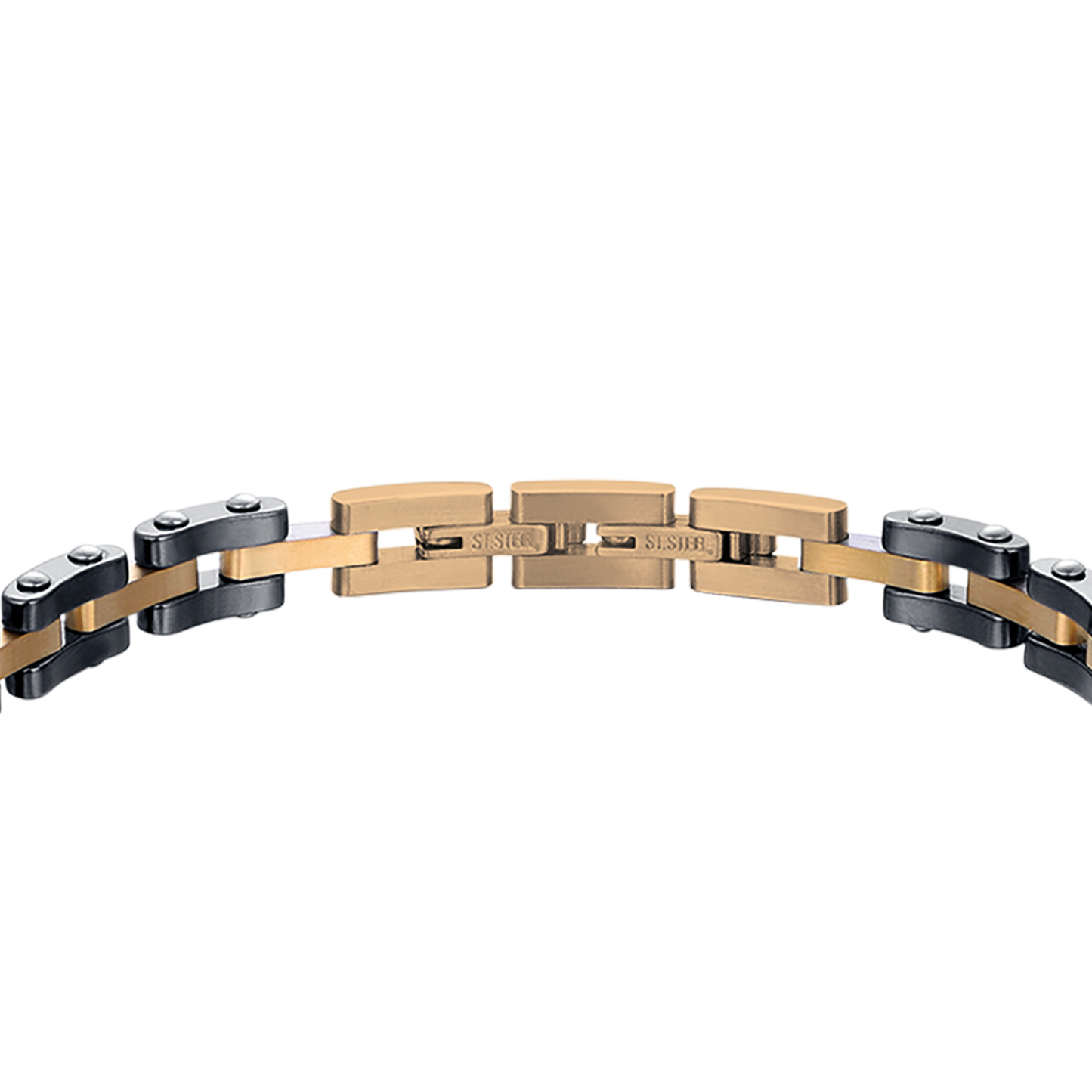 MEN'S IP ROSE STEEL BRACELET WITH BLACK CERAMIC ELEMENTS AND ANCHOR