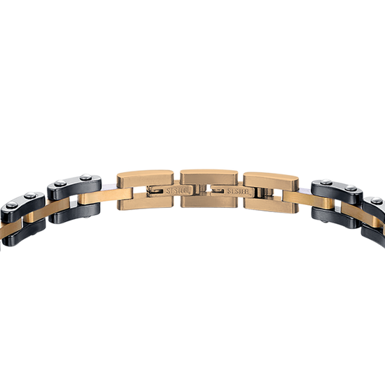 MEN'S BRACELET IN IP ROSE STEEL WITH BLACK CERAMIC ELEMENTS AND ANCHOR Luca Barra