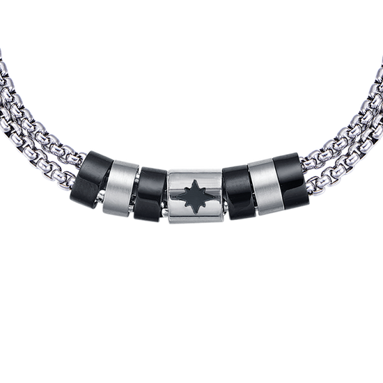 Upload image to Gallery Men's Steel BRACELET WITH BLACK AND WIND ROSE IP ELEMENTS
