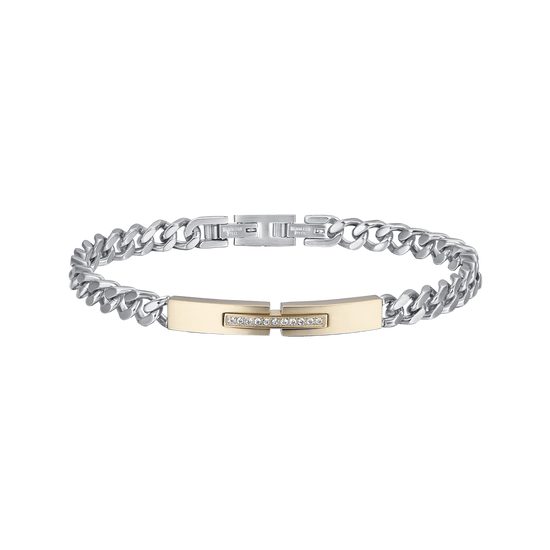 men's steel ip gold bracelet with white crystals Luca Barra