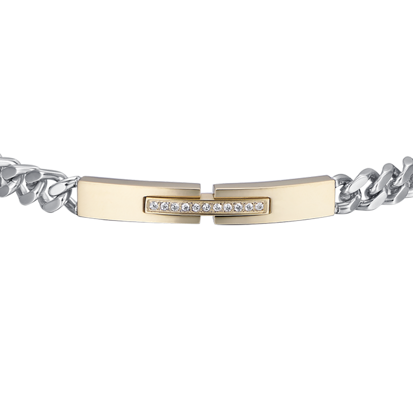 men's steel ip gold bracelet with white crystals Luca Barra