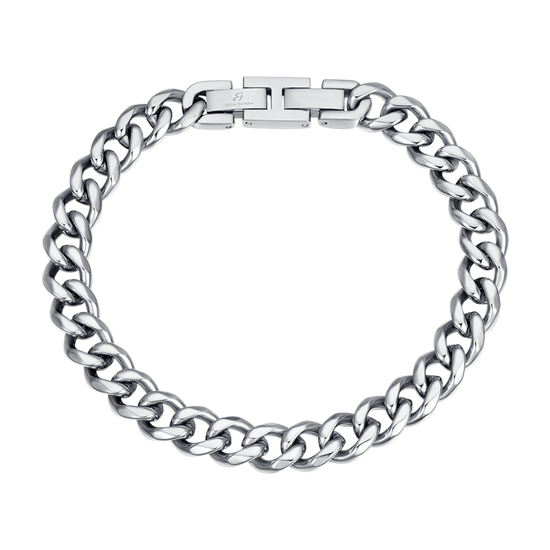 men's silver chain link steel bracelet Luca Barra