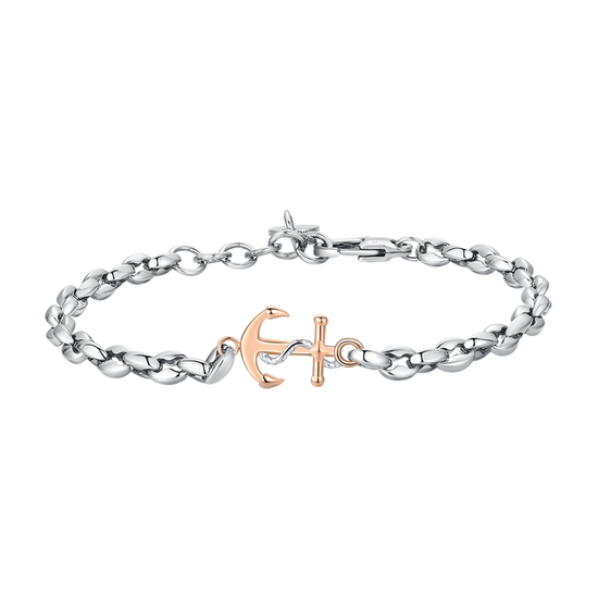 STEEL MEN'S BRACELET WITH IP ROSE ANCHOR