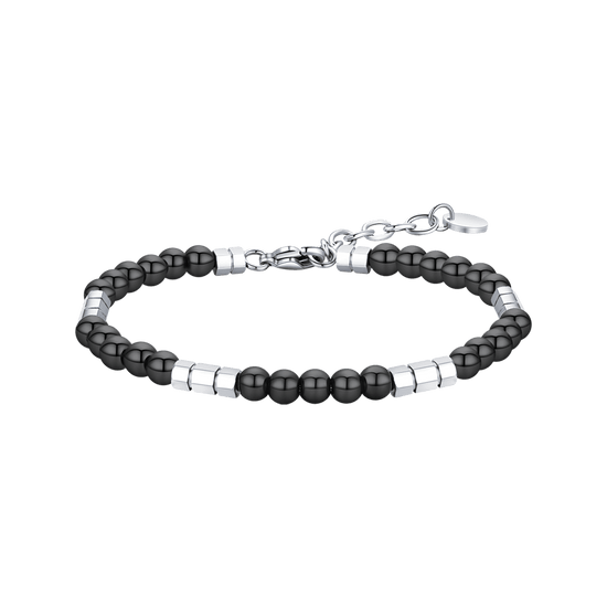 MEN'S STEEL BRACELET WITH BLACK STONES AND STEEL ELEMENTS Luca Barra