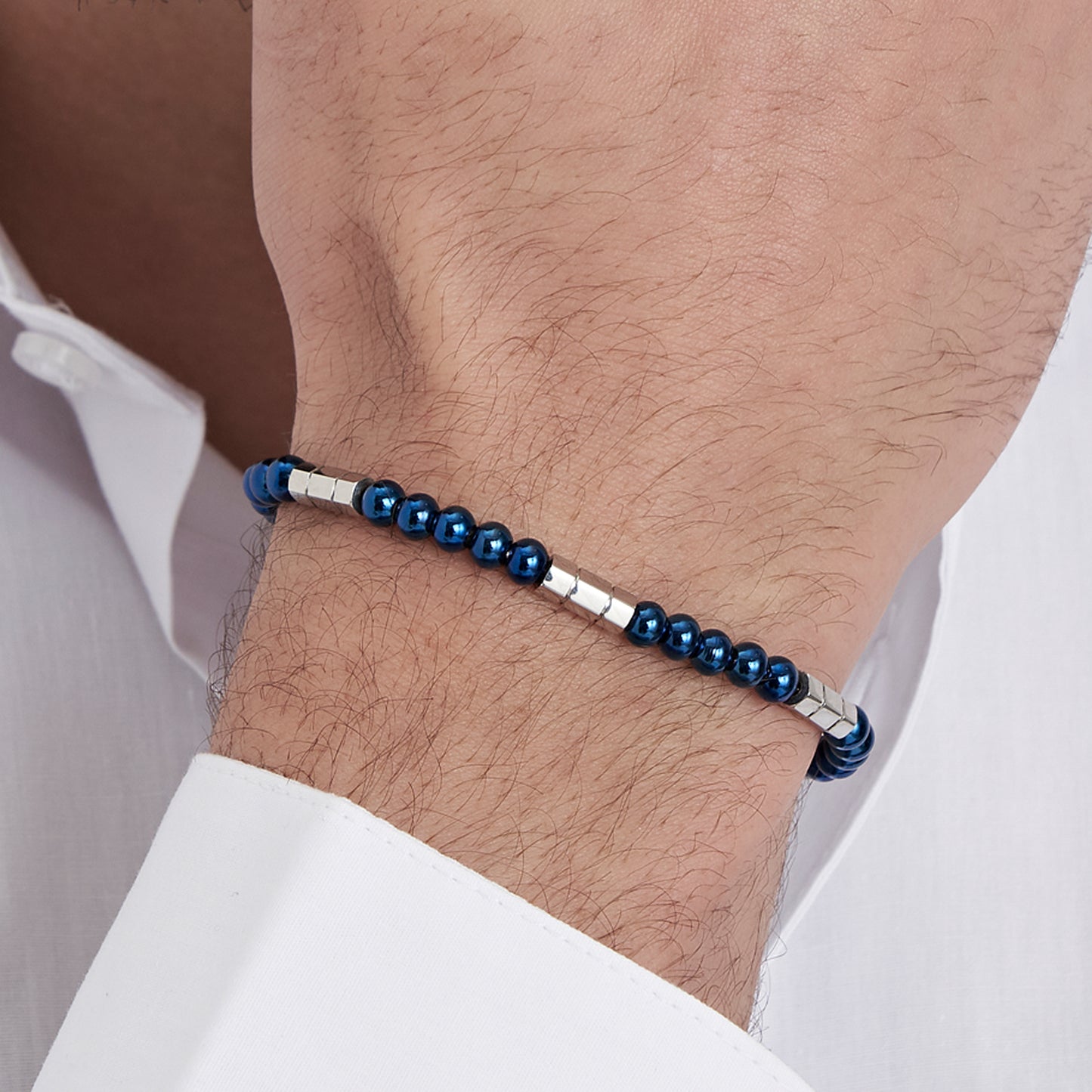 MEN'S STEEL BRACELET WITH BLUE STONES AND STEEL ELEMENTS Luca Barra