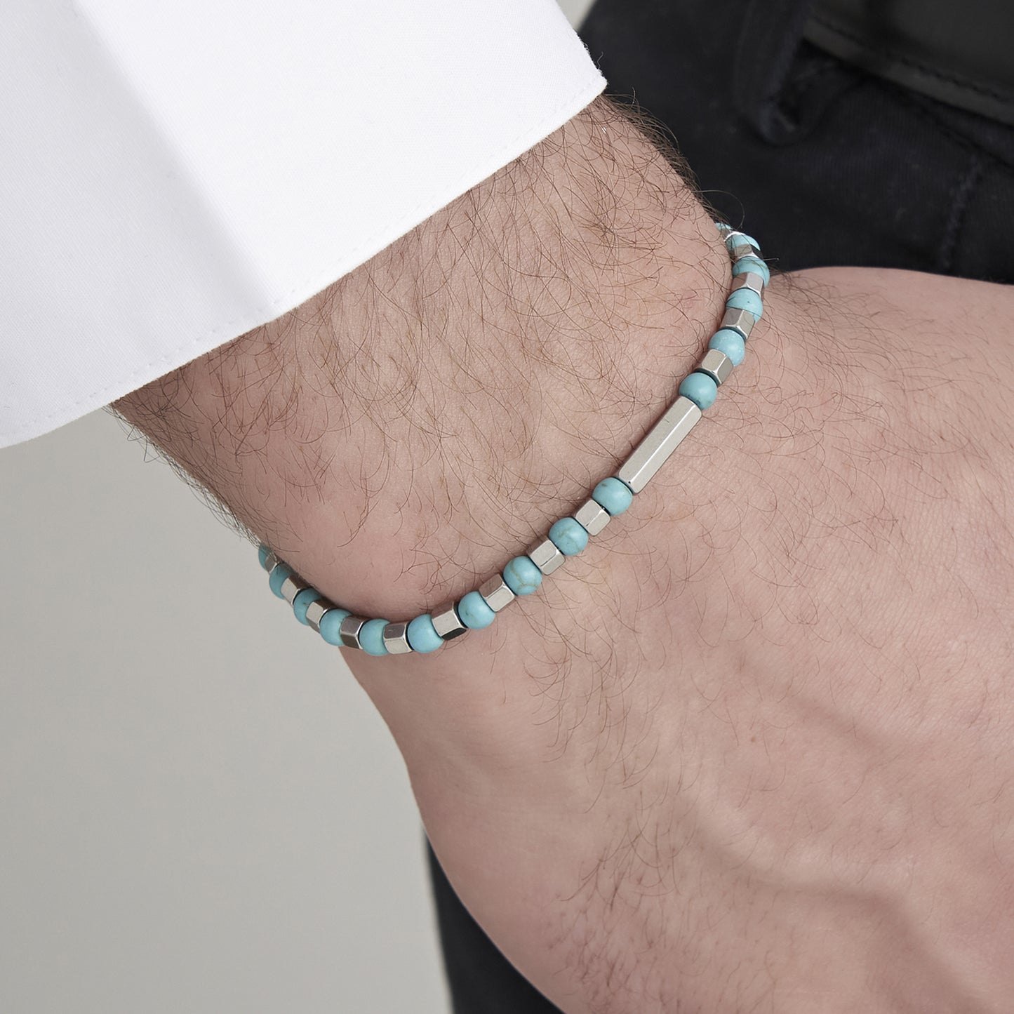 MAN'S BRACELET IN STEEL WITH TURQUOISE STONES Luca Barra