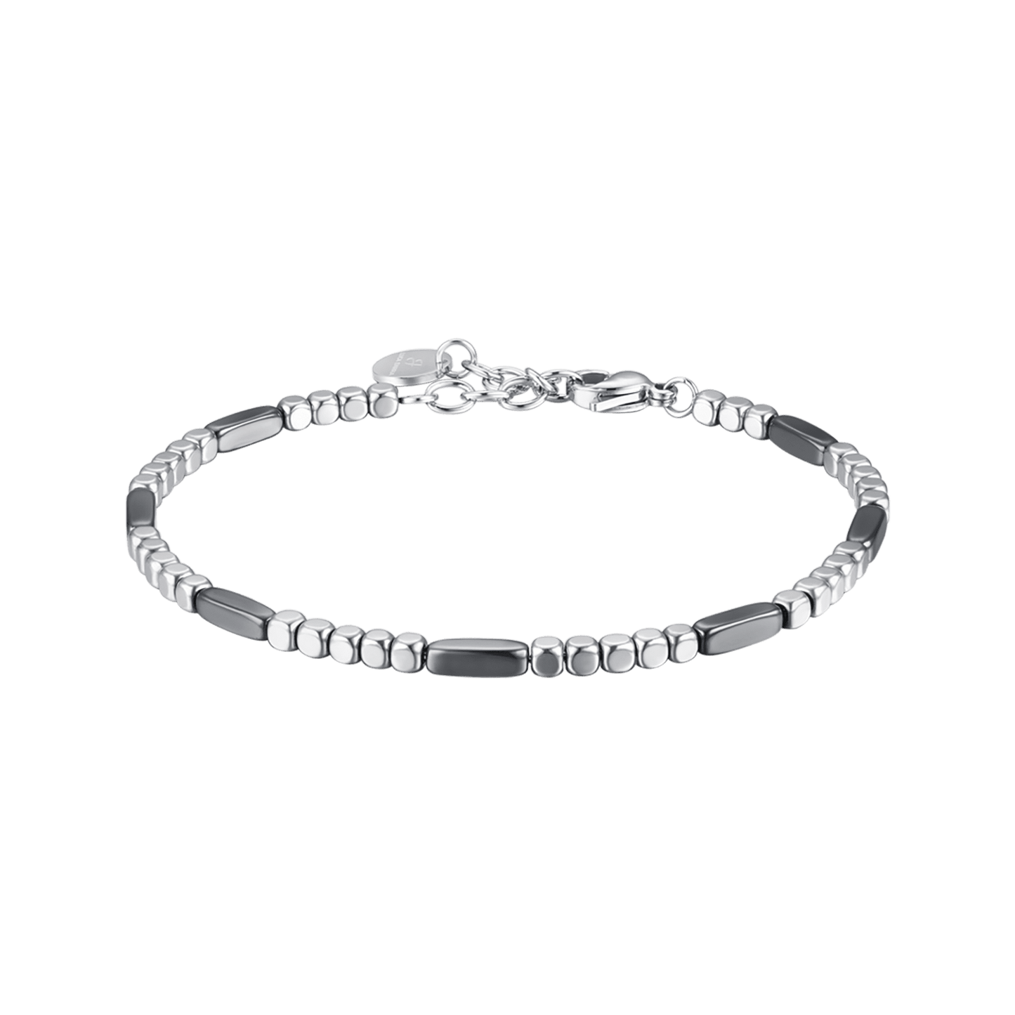 MEN'S BRACELET IN STEEL WITH SILVER EMATITE AND GREY ELEMENTS Luca Barra