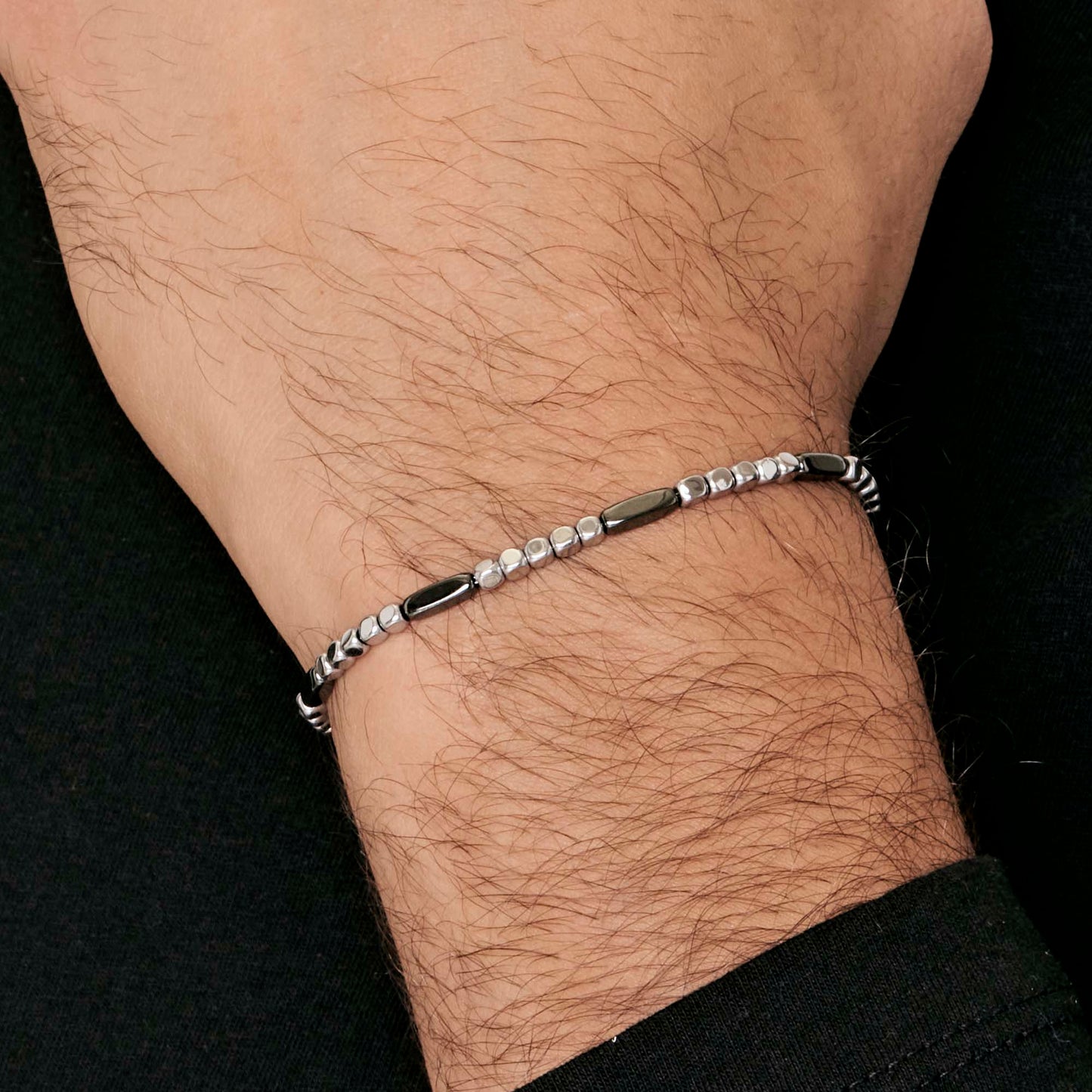 MEN'S BRACELET IN STEEL WITH SILVER EMATITE AND GREY ELEMENTS Luca Barra